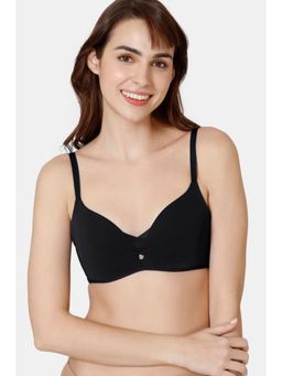 Zivame - Beautiful Basics Non Wired Medium Coverage Push-Up Bra - Anthracite