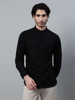 Cantabil - Men Black Solid Full Sleeve Casual Shirt