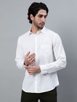Cantabil - Men White Solid Full Sleeve Casual Shirt