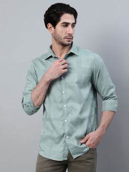 Cantabil - Men Green Checks Full Sleeve Casual Shirt