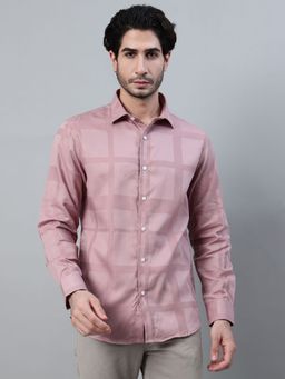 Cantabil - Men Pink Checks Full Sleeve Casual Shirt