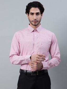 Cantabil - Men Pink Striped Formal Full Sleeve Shirt
