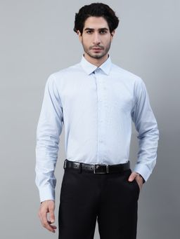 Cantabil - Men Sky Blue Striped Formal Full Sleeve Shirt