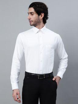 Cantabil - Men White Self Design Formal Full Sleeve Shirt