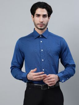 Cantabil - Men Blue Solid Formal Full Sleeve Shirt