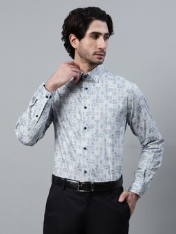 Cantabil - Men Blue Floral Full Sleeve Casual Shirt