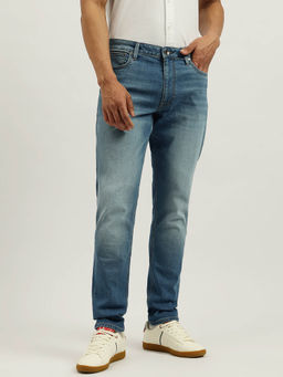 United Colors of Benetton - Blue Solid Slim Tapered Fit Mid Wash Jeans