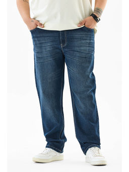 Snitch - Navy Blue Washed Slim Casual Plus Size Jeans for Men