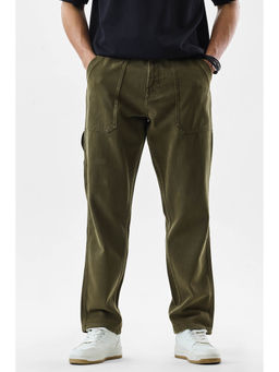 Snitch - Olive Washed Relaxed Casual Jeans for Men