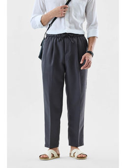 Snitch - Charcoal Grey Textured Regular Casual Trouser for Men