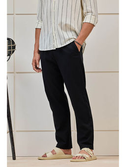 Snitch - Black Solid Regular Casual Trouser for Men