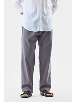 Snitch - Grey Solid Regular Casual Trouser for Men