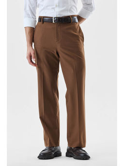 Snitch - Brown Solid Regular Formal Trouser for Men