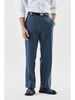 Snitch - Blue Solid Regular Formal Trouser for Men