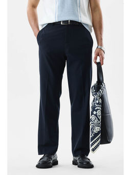 Snitch - Navy Blue Solid Regular Formal Trouser for Men