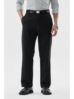 Snitch - Black Solid Regular Formal Trouser for Men