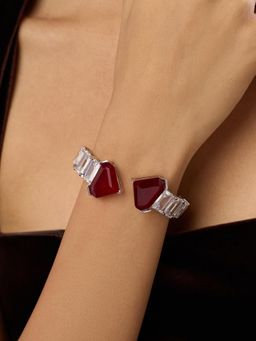 Isharya - Red Irisa Ruby Cuff In Rhodium Plated