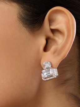 Isharya - White Maison Moderne Studs In Rhodium Plated Earrings