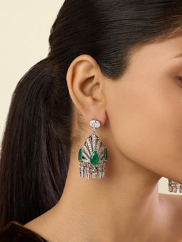 Isharya - Green Atelier Danglers In Rhodium Plated Earrings