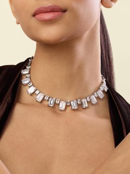 Isharya - White Colette Collar Necklace In Rhodium Plated