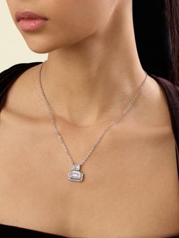 Isharya - White Glint Haus Pendant Necklace In Rhodium Plated