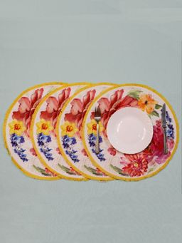 AME - Decorative Round Placemat Set Of 4 Sound Of Flowers Romantic 15" Round S4