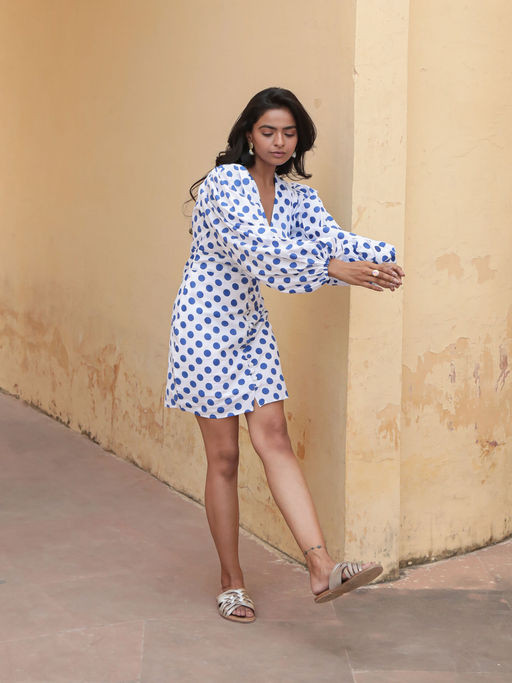 blue polka dot bodycon dress Buy Moonstruck Blue Polka Deep V-Neck Bodycon Dress Online