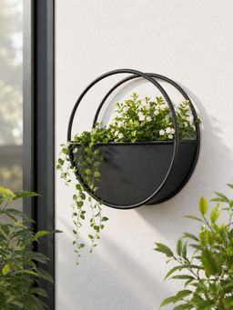 Metalsmith - Metal Half Moon Wall Hanging Planter Coated with Black Powder