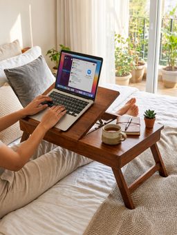 Metalsmith - Foldable Wooden Mini Laptop Table With Adjustable Height for Bed Brown