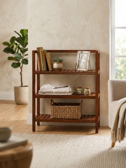 Metalsmith - 4 Shelves Kitchen Rack Mango Wood 4 Tier Organizer For Kitchen, Multipurpose Racks