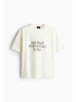 H&M - Men White Loose Fit Printed T-Shirt