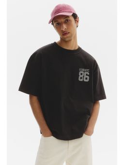 H&M - Men Black Loose Fit Printed T-Shirt