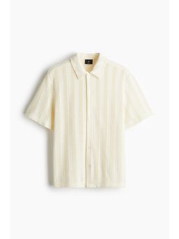 H&M - Men White Regular Fit Jacquard-Knit Shirt