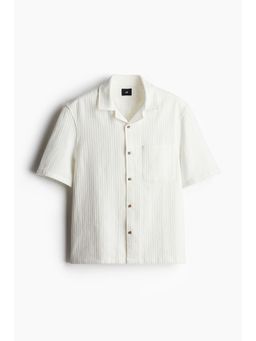 H&M - Men White Regular Fit Textu Resort Shirt