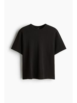 H&M - Men Black Regular Fit Waffled T-Shirt