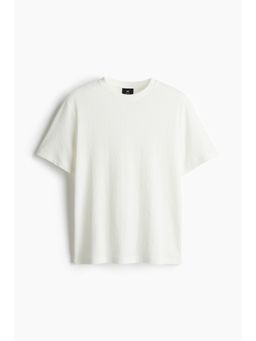 H&M - Men White Regular Fit Textu T-Shirt