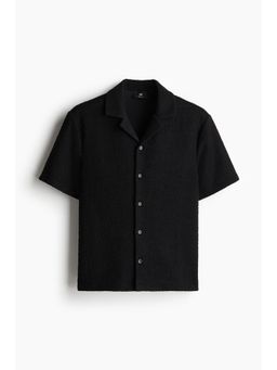 H&M - Men Black Regular Fit Textu Resort Shirt