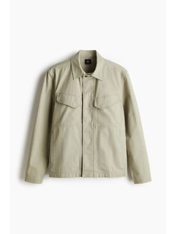 H&M - Men Green Regular Fit Canvas Overshirt