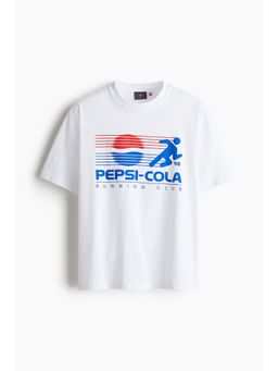 H&M - Men White Loose Fit Printed T-Shirt