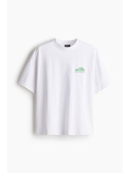 H&M - Men White Oversized Fit Printed T-Shirt
