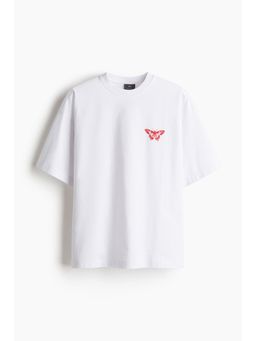 H&M - Men White Oversized Fit Printed T-Shirt