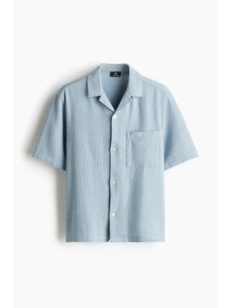 H&M - Men Blue Regular Fit Textu Resort Shirt
