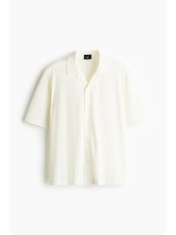H&M - Men White Loose Fit Mesh Resort Shirt