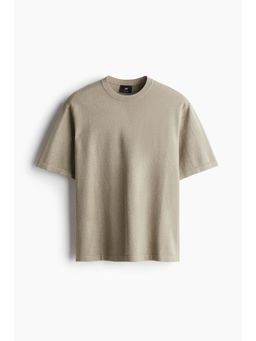 H&M - Men Green Regular Fit Knitted T-Shirt