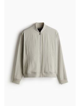 H&M - Men Beige Regular Fit Lyocell-Blend Bomber Jacket
