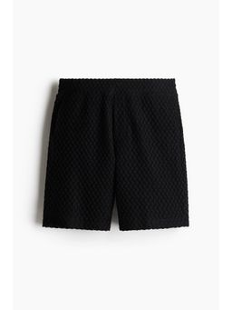 H&M - Men Black Relaxed Fit Crochet-Look Shorts