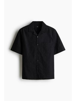 H&M - Men Black Regular Fit Embroide Resort Shirt