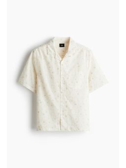 H&M - Men White Regular Fit Embroide Resort Shirt