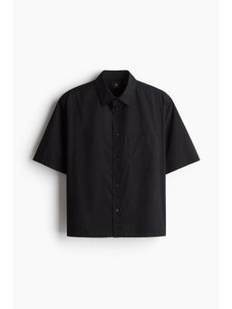 H&M - Men Black Oversized Fit Short-Sleeved Shirt