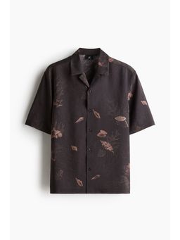 H&M - Men Brown Regular Fit Lyocell-Blend Resort Shirt